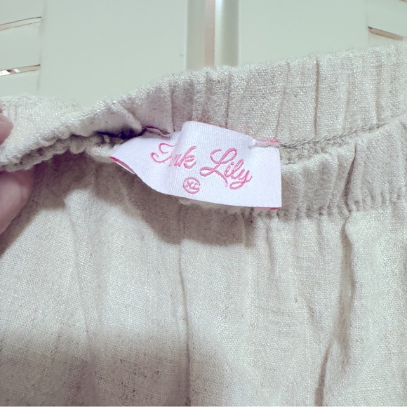 NWOT Pink Lily Tan/Cream Two-Piece. Tie Crop Top and Skirt - Picture 8 of 10